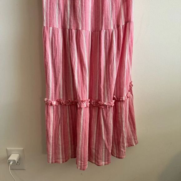 Acoa pink striped tie sleeve maxi dress size medium - Picture 4 of 7